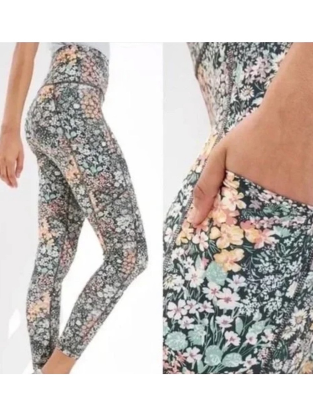 Floral High-Rise Leggings American Eagle Aerie The Everything Pocket Floral NWT - Picture 2 of 10